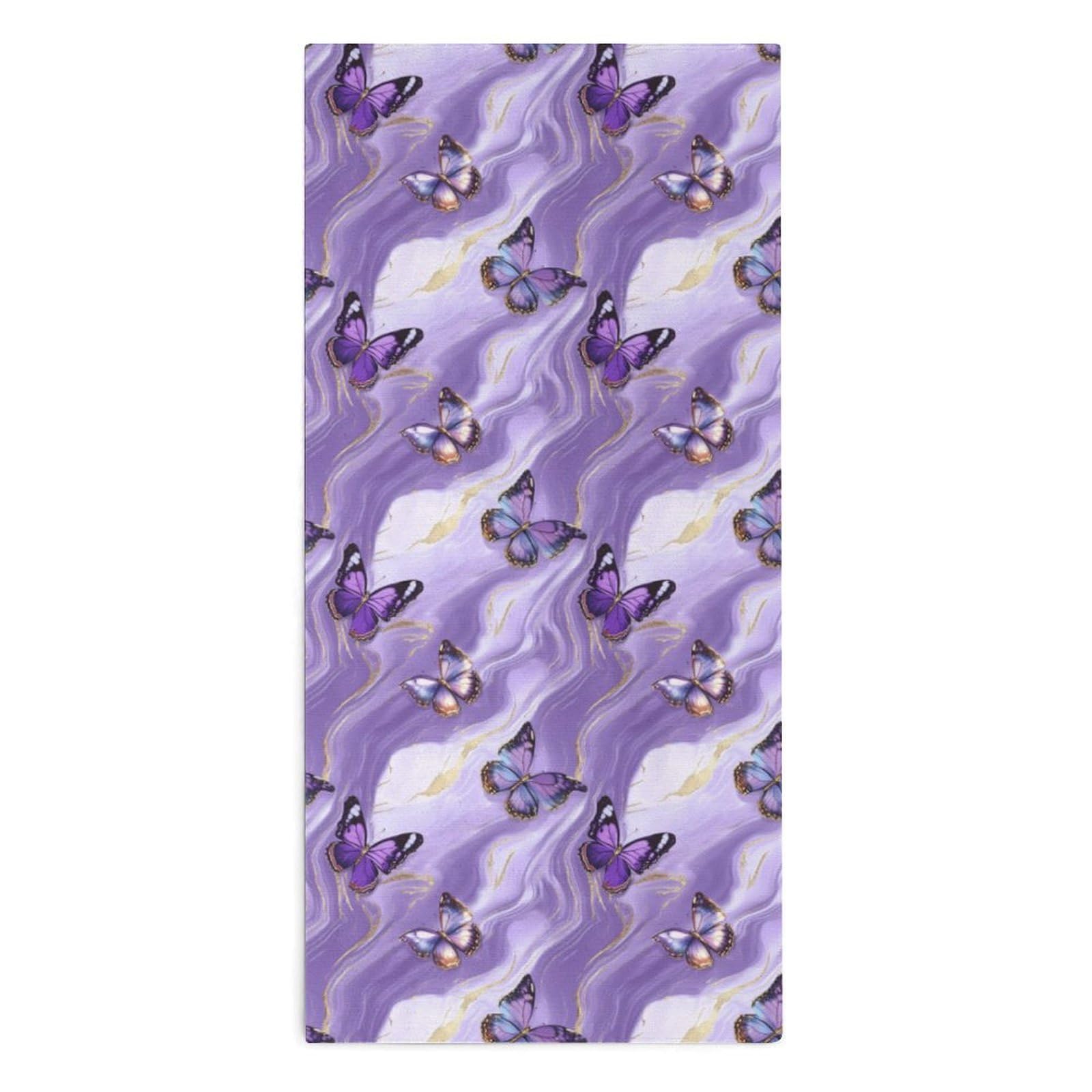 TXFBTRFSA Purple Marble Butterfly Hand Towels for Adult Face Towel Bath Beach Swim Accessories