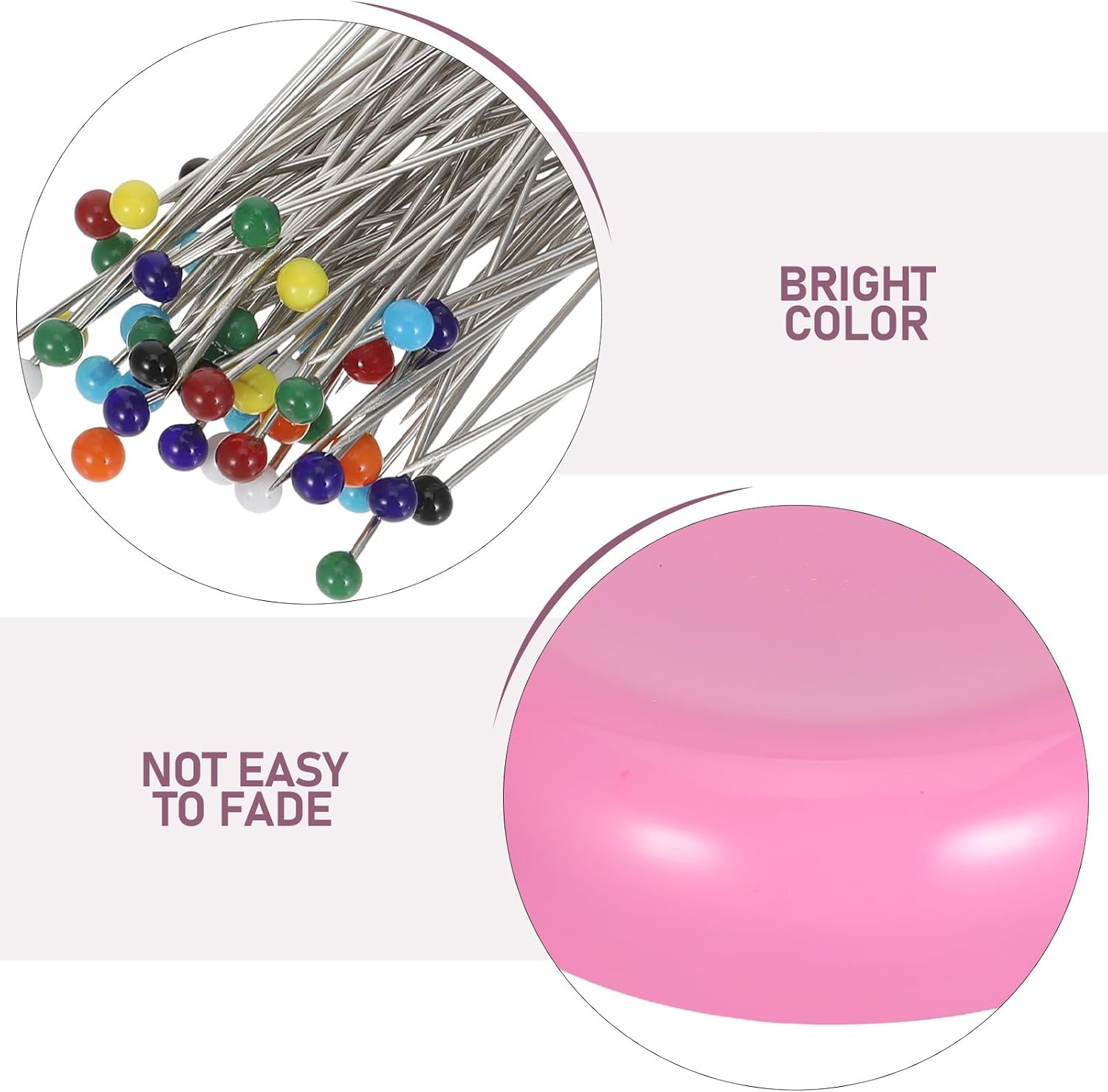 OSOLADY 1 Set Magnetic Pin Cushion - 4 Inch Magnetic Sewing Needle Holder - Magnet Pincushion with Multicolor Ball Head Pins for Quilting Craft Couture