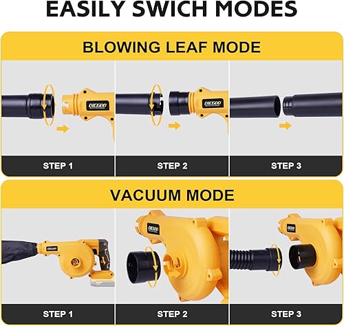 Miniatura 7 de Soplador de hojas inalámbrico para batería Dewalt de 20 V máximo, soplador de aire eléctrico para el lugar de trabajo, velocidad variable de hasta