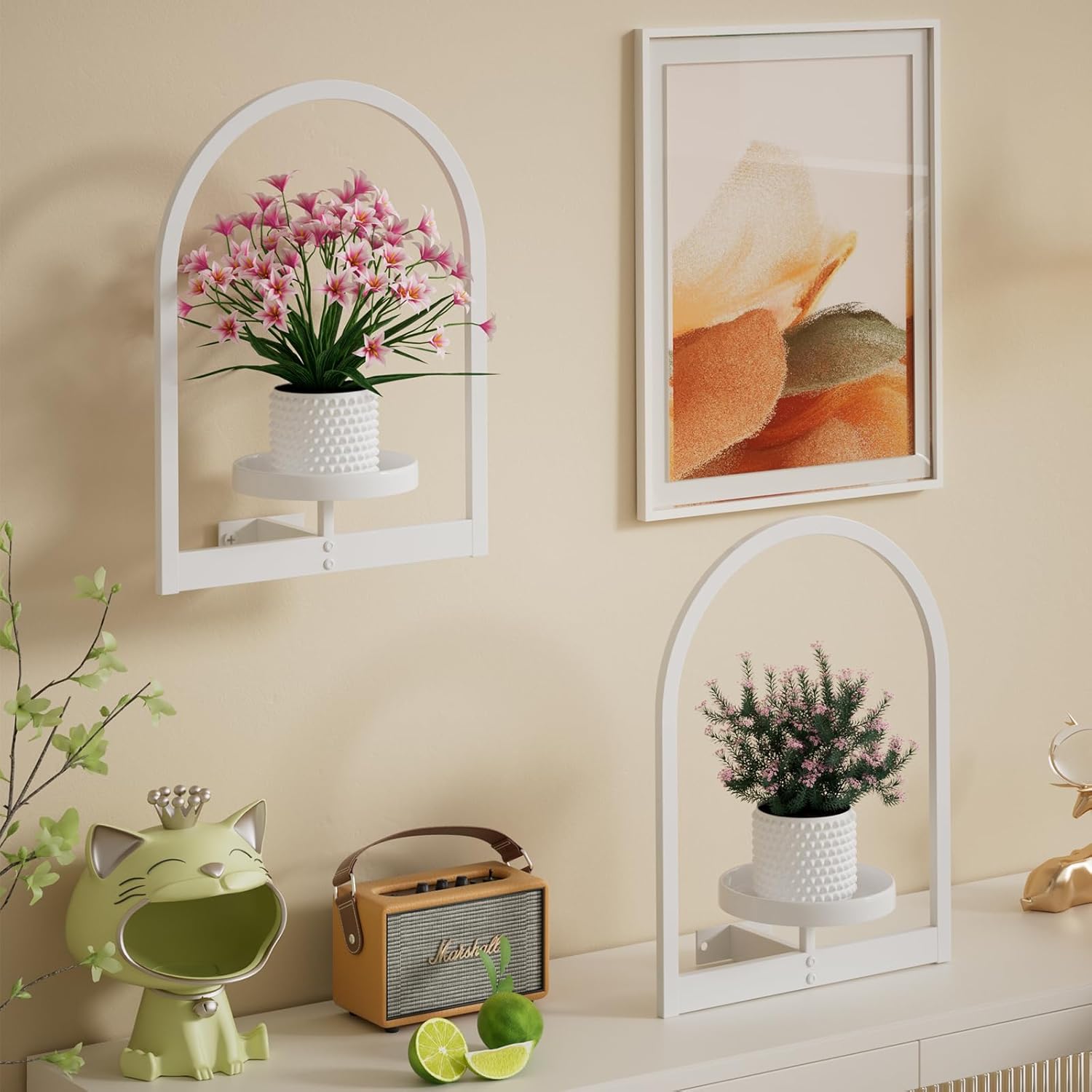 Flenpptly Wall Plant Holder, Wall Planter for Indoor Plants, Window Plant shelves for Multiple Plants Indoor Outdoor, Framed Plant Holder for Home Decor (3 Pack)