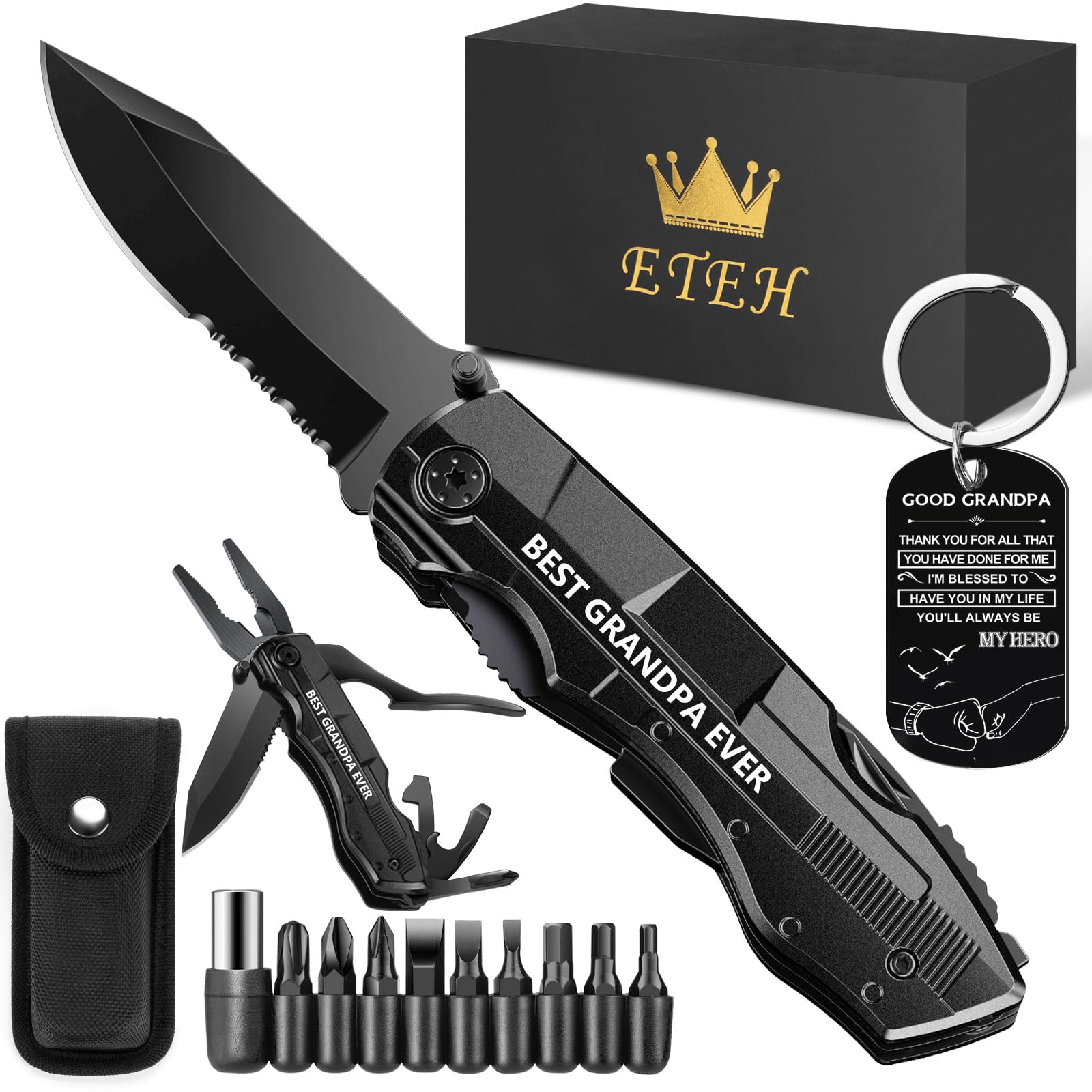 Gifts for Grandpa from Granddaughter Grandson,Fathers Day Birthday Christmas Grandpa Gifts,Multitool Knife