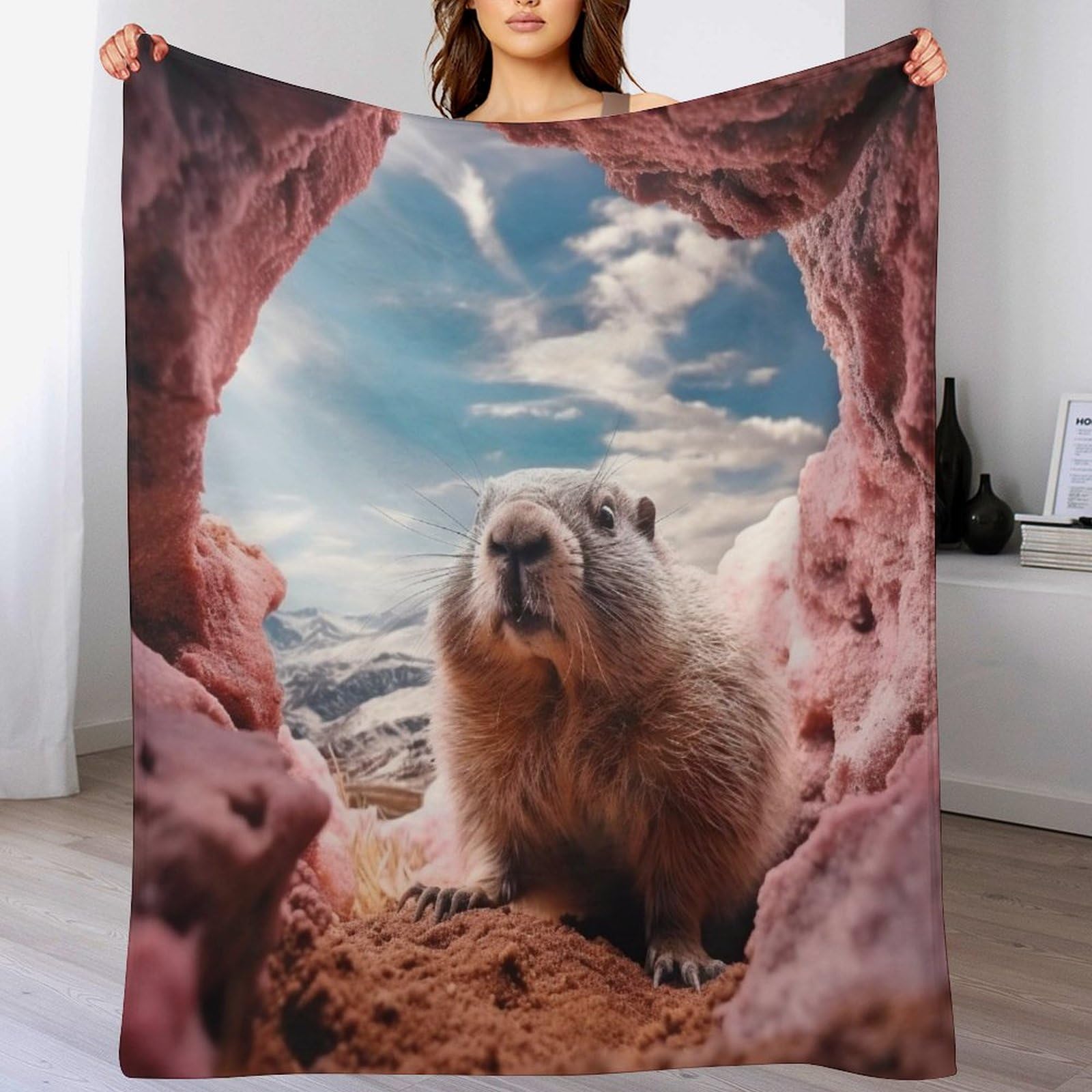 Manta de forro polar suave estilo marmota, tu refugio de calidez para el sofá