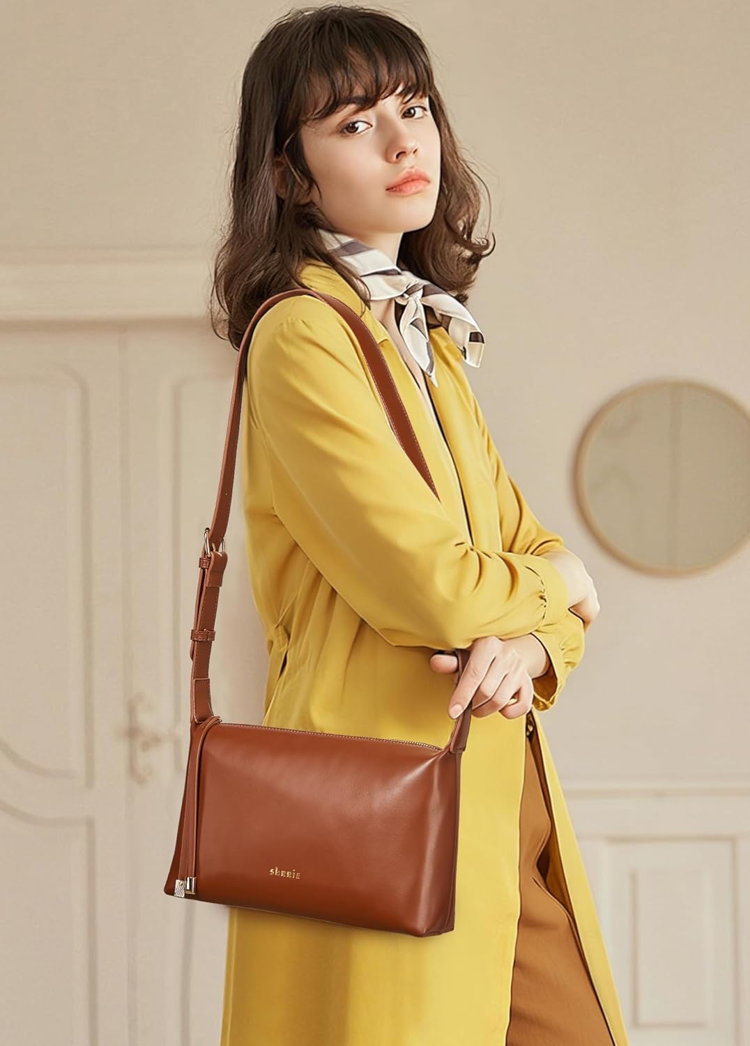 Shrrie Lightweight Shoulder Bag Purses for Women Soft Vegan Leather Shoulder Handbags Crossbody Bag with Adjustable Strap | Quilted, Triple Pocket, Wide Strap - Image 3