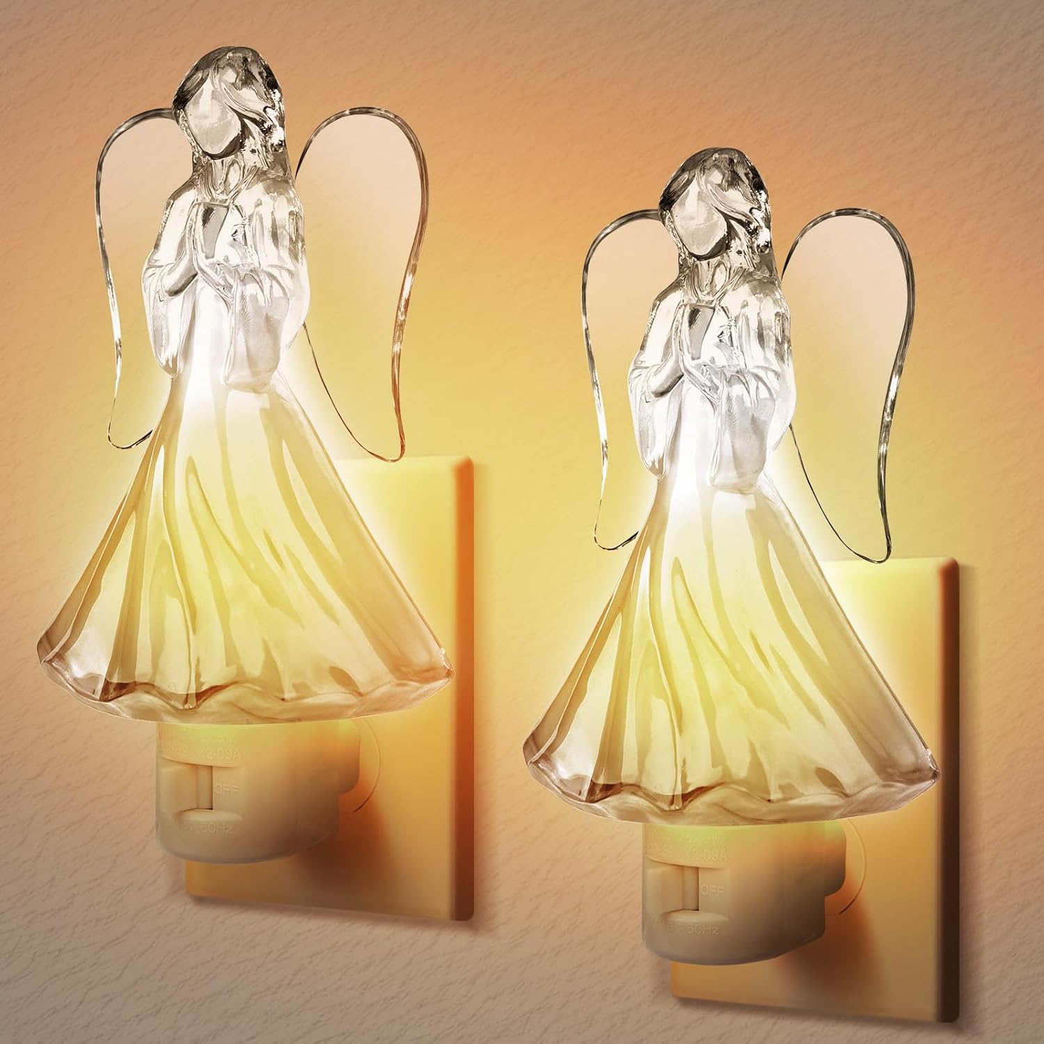 2PCS Praying Angel Night Light Plug into Wall with 5w C7 Bulb, 360 Degree Swivel Plug with ON/Off Switch Angel Night Light for Bedroom Bathroom Kitchen Hallway, Holidays Gifts for Christmas