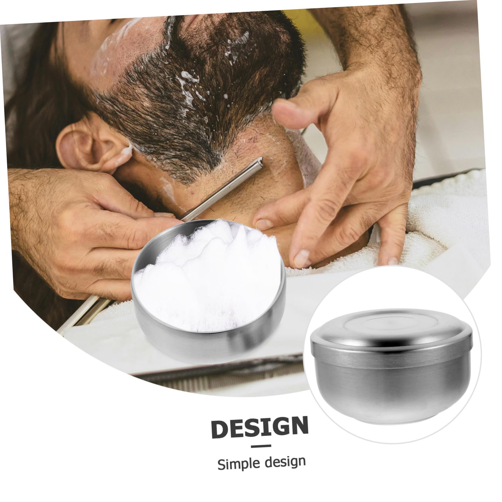 Healvian Cuenco de Afeitar Cómodo para Aplicar Crema y Jabón para Hombres Diseño Práctico y Duradero de Acero Inoxidable con Tapa Adecuado para Uso en Salón Casa