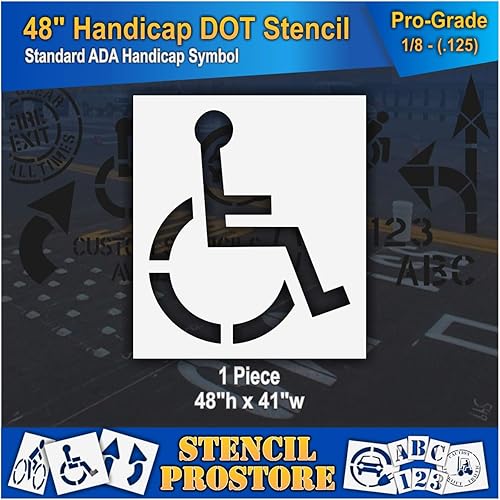 HANDICAP - Plantillas de pavimento de 48 pulgadas - Plantilla ADA - 48 x 41 x 18 pulgadas (128 mil) - Grado profesional