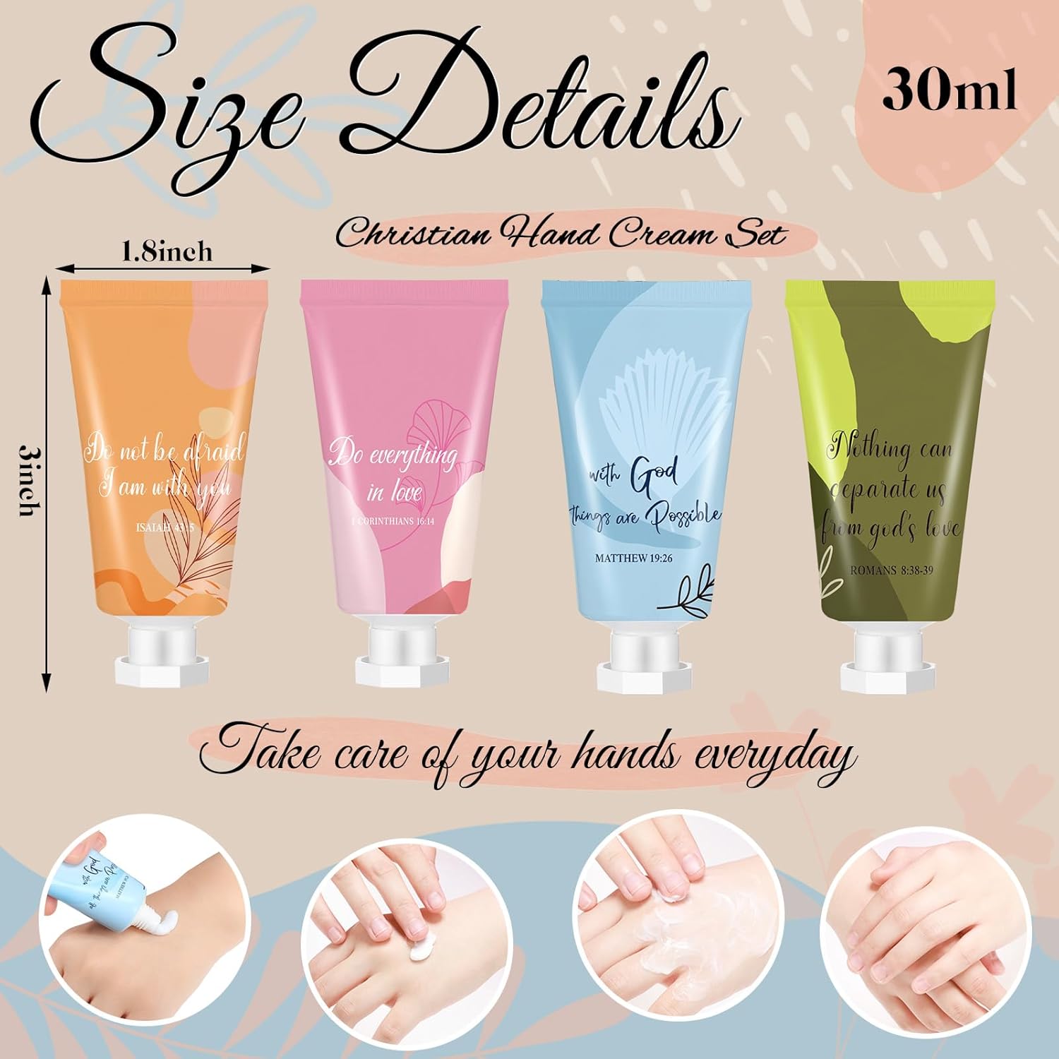 24 Pcs Mother's Day Christian Hand Lotion Bulk Gifts for Women Bible Verse Mini Travel Hand Cream Religious Gift for Church Members Prayers Teachers Nurses Coworkers Homeless