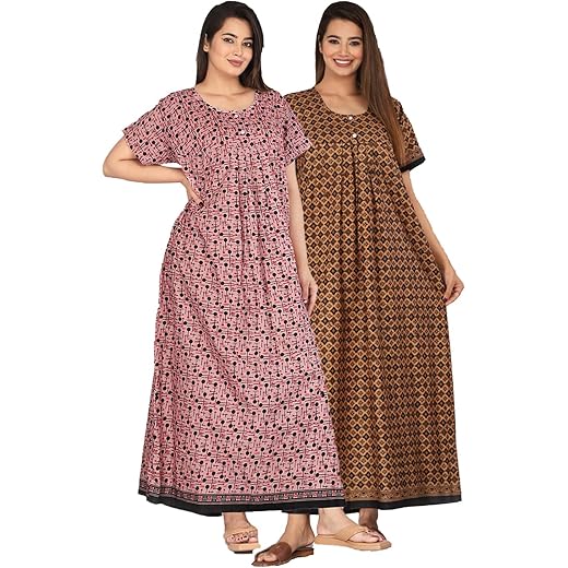 Kuruti B Sheets Nighty Combo Pack of 2 Free Size