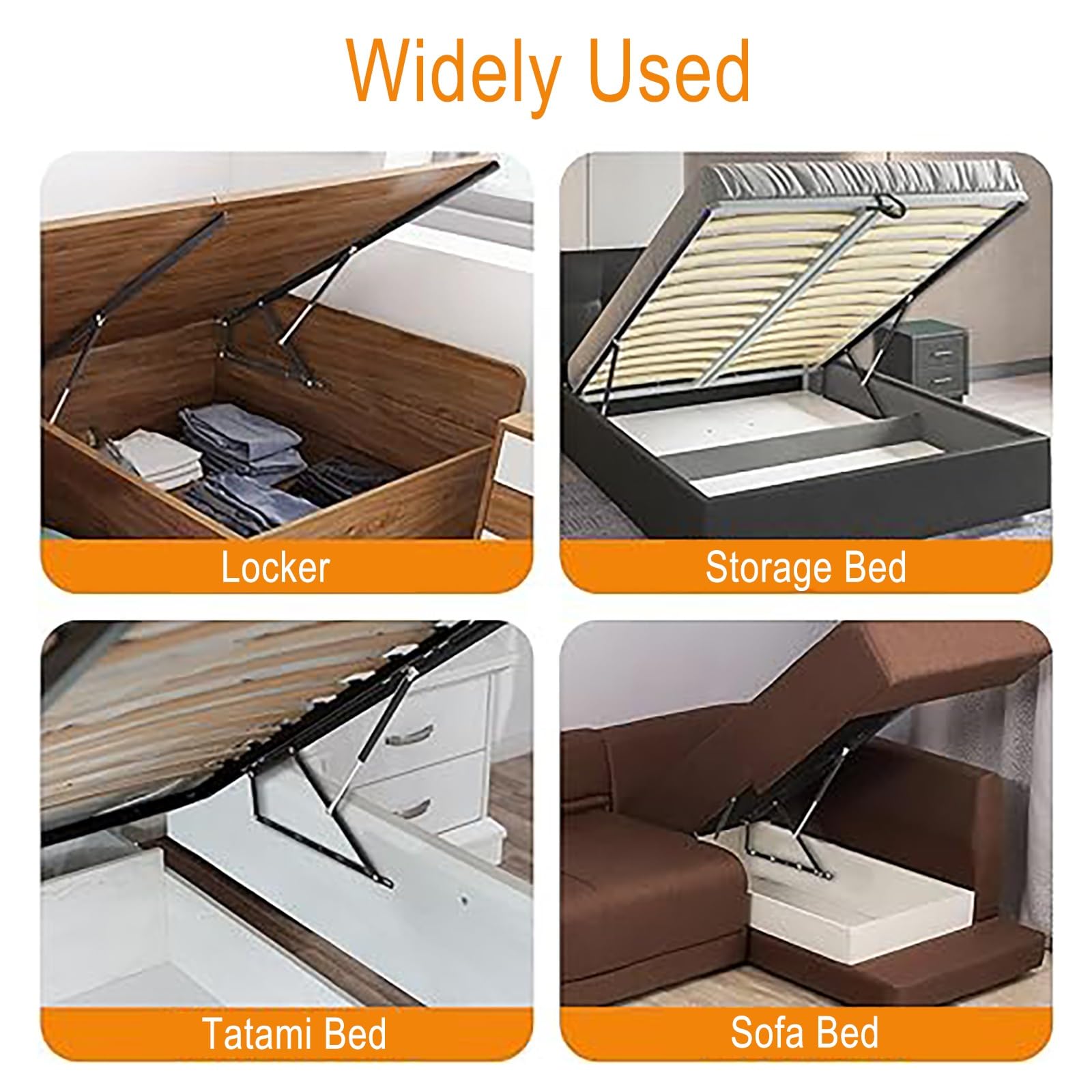 Elevador de Cama hidráulico, 1 par de mecanismos de elevación de Cama Plegables, Mecanismo de elevación de Cama neumático para Cajas de Cama Pesadas, Amortiguador de bisagra de Soporte de Tapa con r