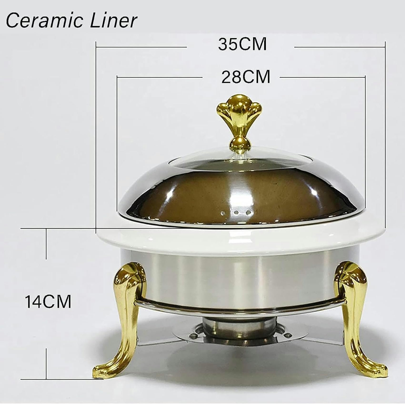 Calentador de Alimentos para Fiestas buffets, Bandeja para Calentar Alimentos, Juego de Buffet, Calentador Redondo Duradero y Calentador de Buffet, Calentador de Acero Inoxidable para Cocina, Fiesta,