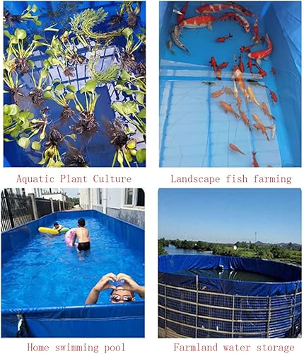 Miniatura 4 de WANLIAN Estanque de peces, estanque de piscina para acuario, tanque de peces de lona con ojales, piscina plegable de almacenamiento de agua de