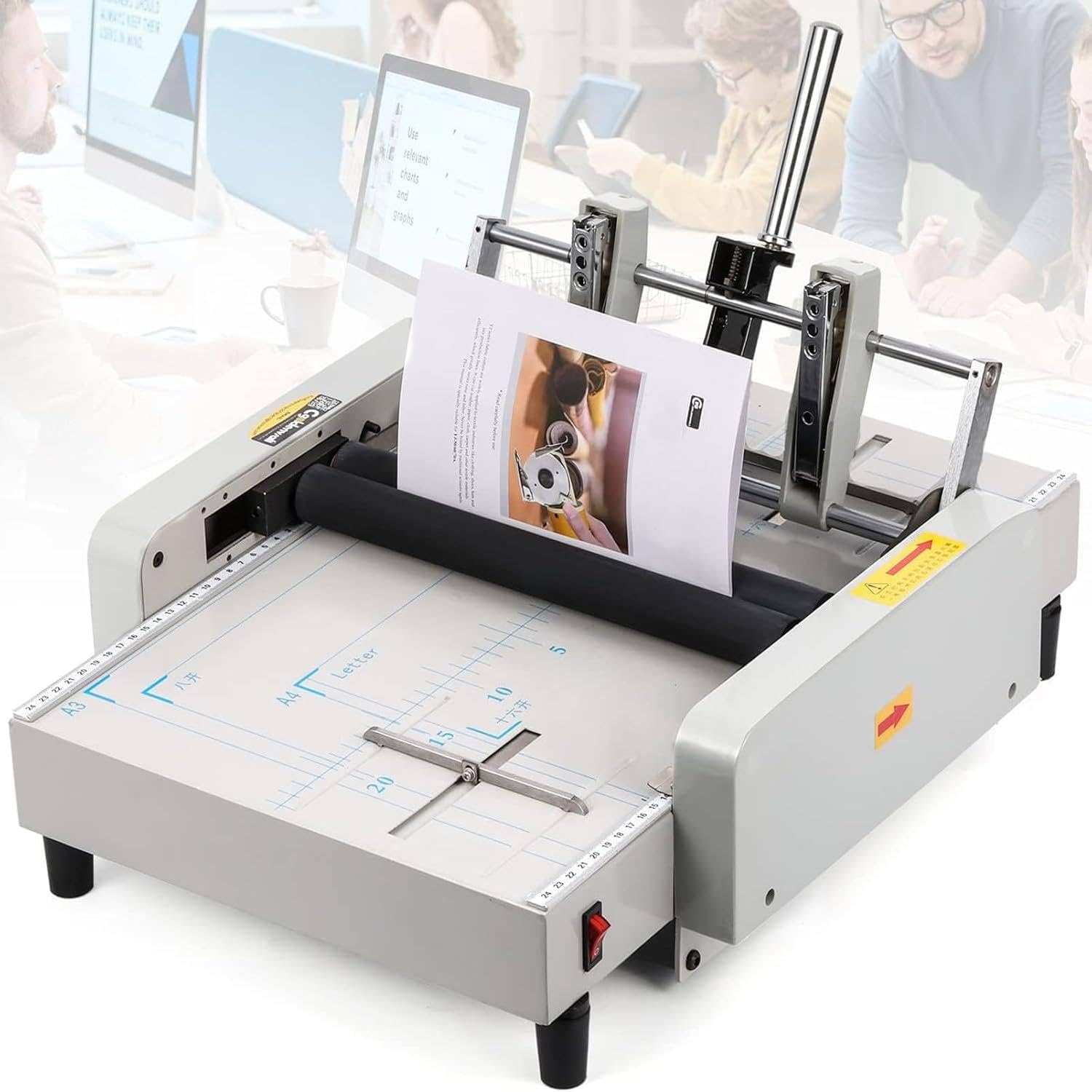 LJLYYDS A3 Booklet Folding Binding Machine, Multifunctional Paper Stapling Making Manual Booklet Paper Folder Stapler Machine with Visible Panel for Schools Print Stores, Offices