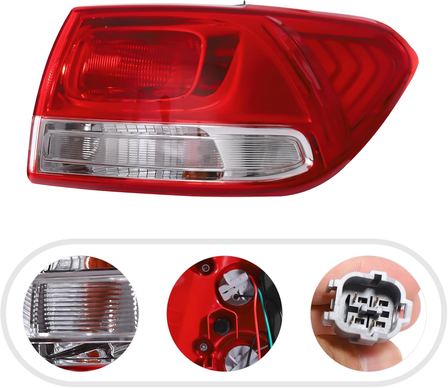 Taillight Assembly, Fit for KIA Sorento 2016-2018 Halogen Rear Outer Tail Light, OE/OEM Part Number: 92402C6000, 92401C6000 Rear Tail Lamp Direct Replacement (Right Passenger Side)