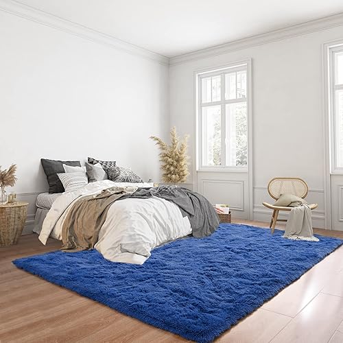 Miniatura 219 de Kelarea Alfombra de área para sala de estar, 3 x 5, antideslizante, color azul turquesa, esponjosa, suave, alfombra de felpa peluda para dormitorio