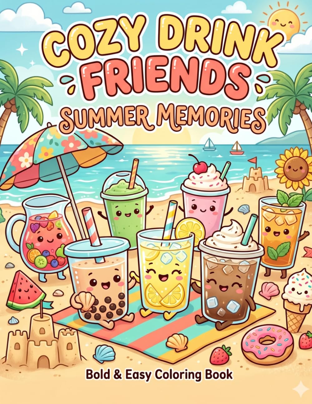 Cozy Drink Friends: Summer Memories: Bold & Easy Coloring Book