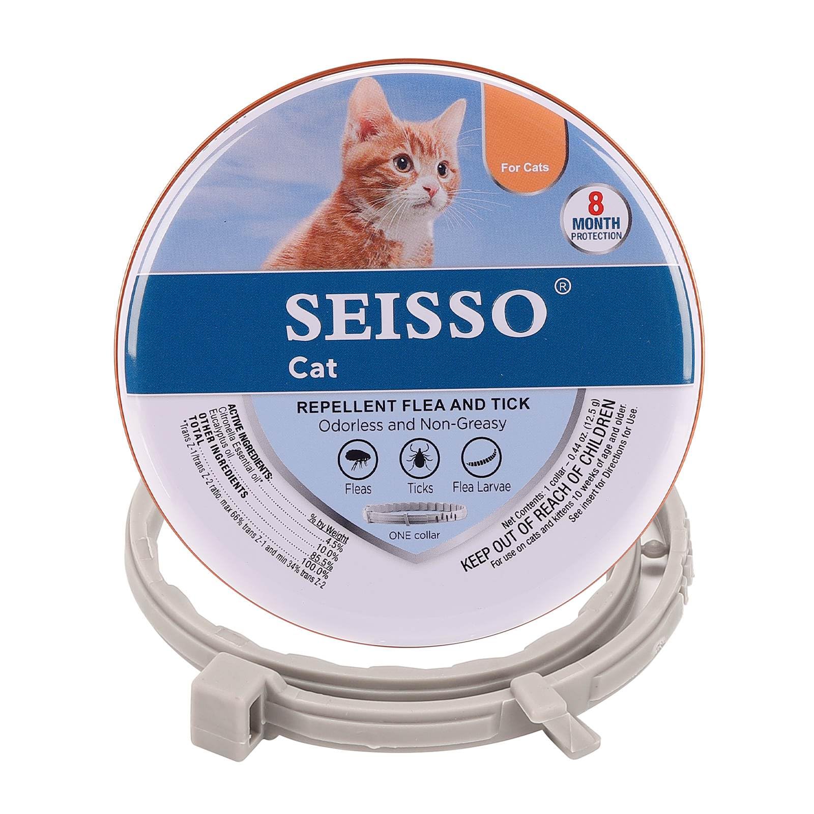 SEISSO Collar Antiparasitario Perros, Collar contra Pulgas y Garrapatas para Gatos, Collar Protege Perros y Gatos de pulgas Garrapatas Piojos Mosquitos Larveas, Gris, 39.5 cm