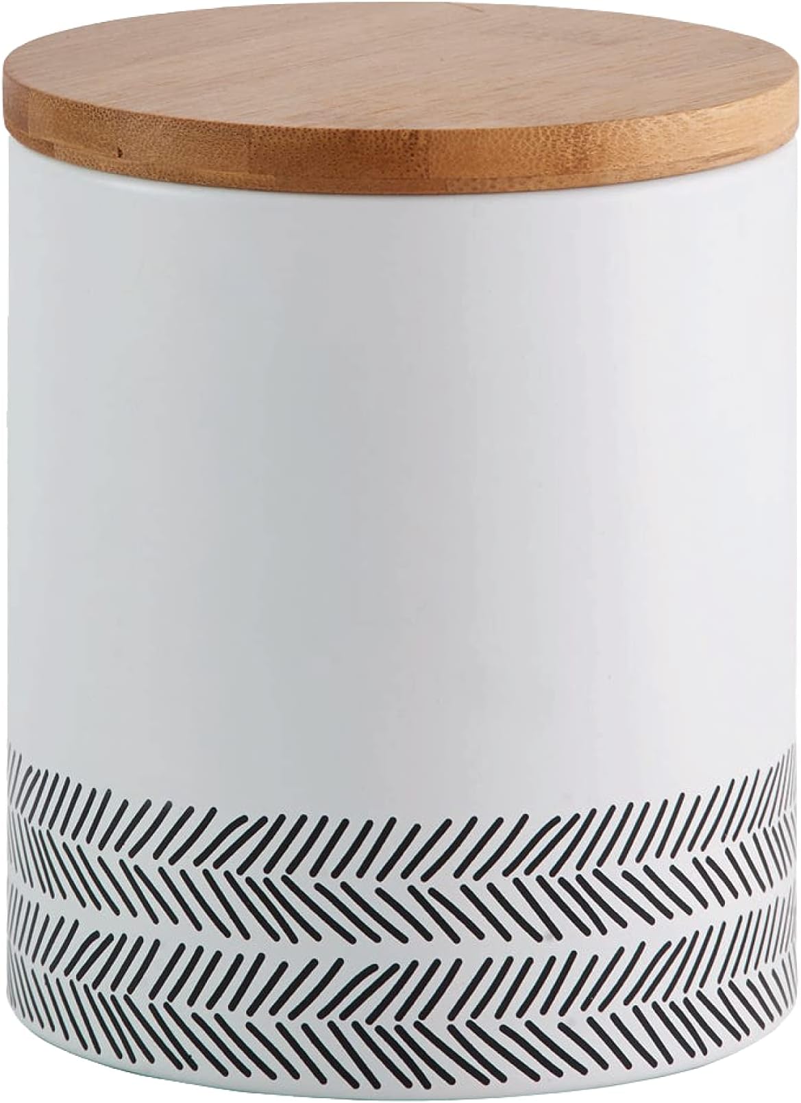 Typhoon Monochrome Medium Airtight Storage Container with Bamboo Lid, Stainless Steel, White