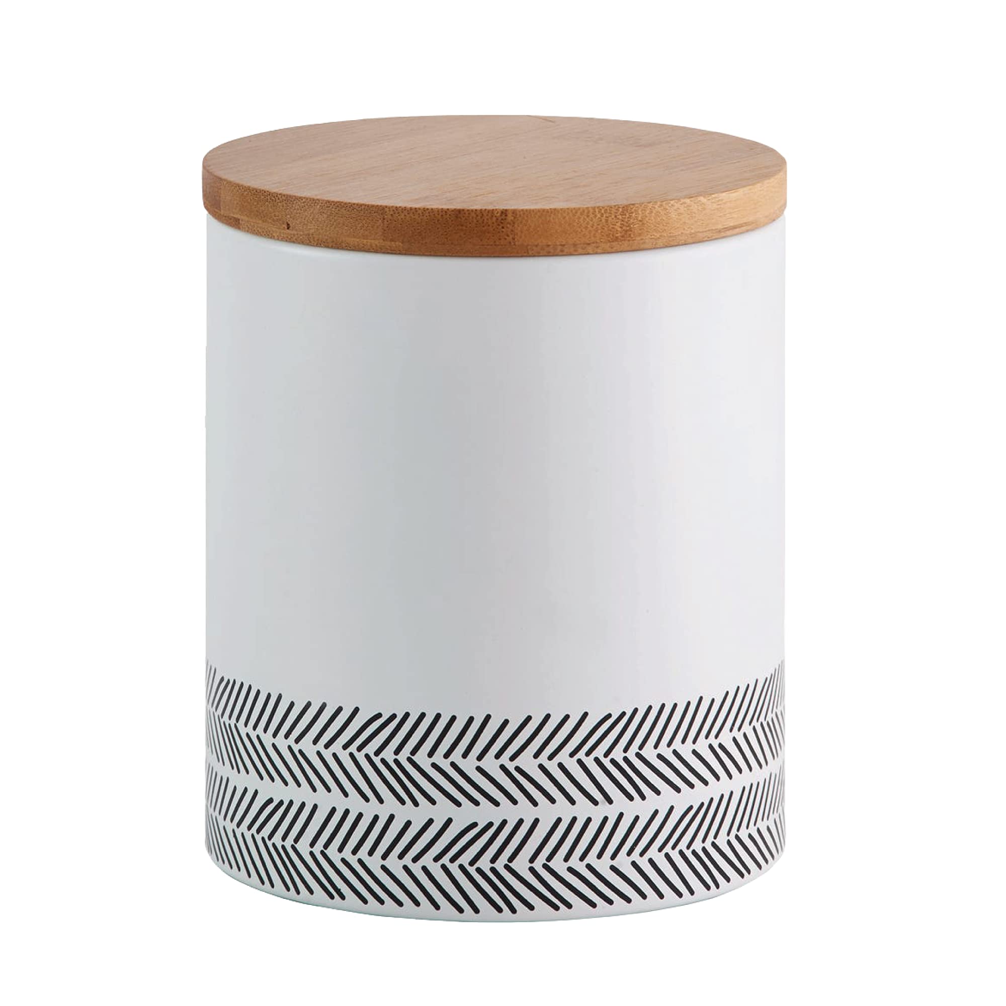 Typhoon Monochrome Medium Airtight Storage Container with Bamboo Lid, Stainless Steel, White