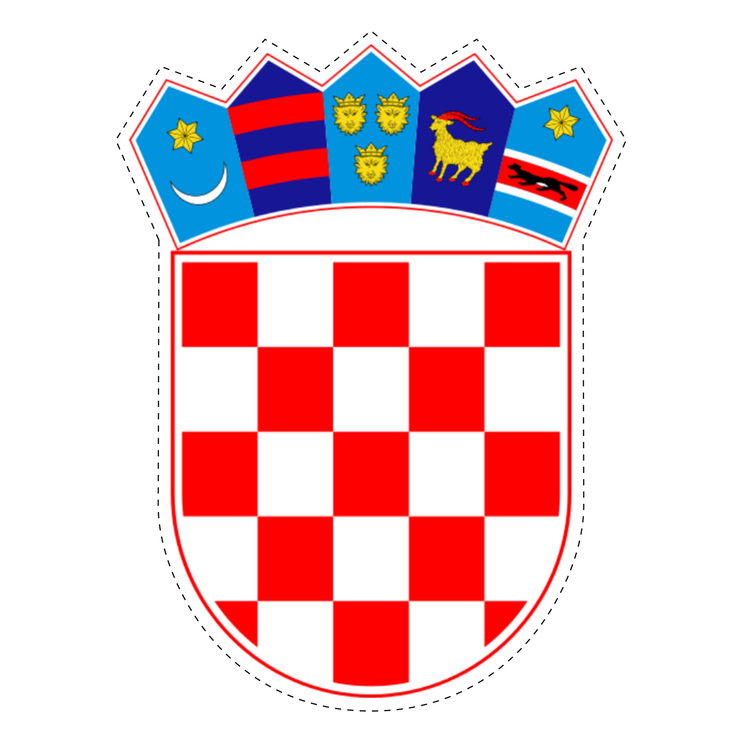 Auto-Aufkleber Kroatien Wappen – Konturgeschnittener Vinyl-Sticker 'Hrvatska'
