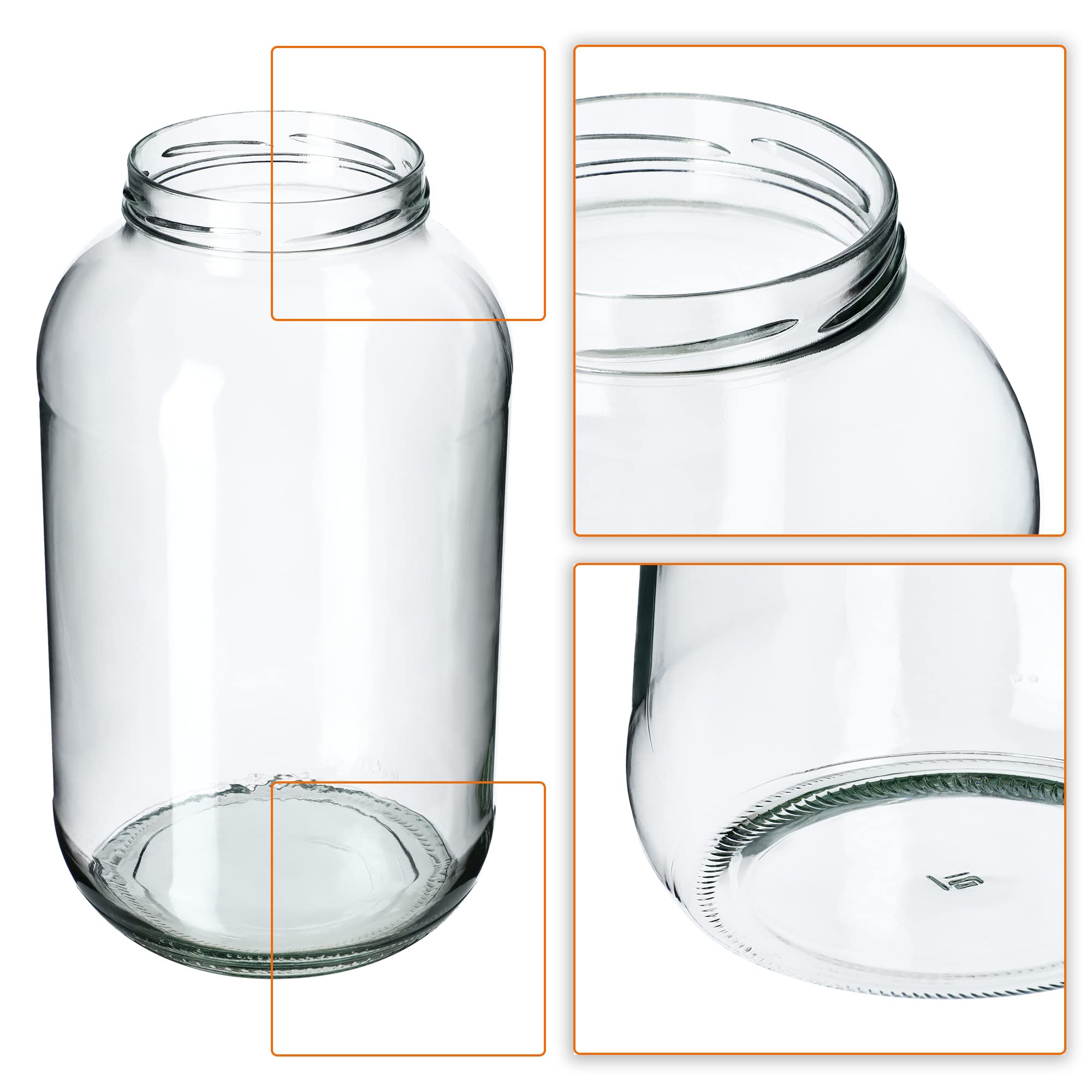 KADAX Set di 12 Barattoli in Vetro 4L con Coperchio a Vite fi100mm per Cetrioli, Kombucha, Kimchi | Vasi Conserva Apertura Larga per Fermentazione e Sottaceti (Dorato)