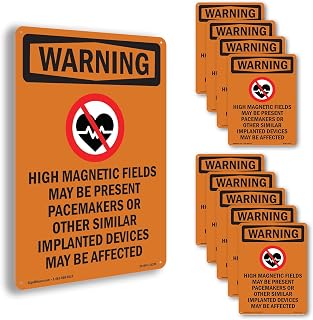 High Magnetic Fields With Symbol OSHA WARNING Aluminum Sign 10 Inch x 7 Inch - 10 Pack