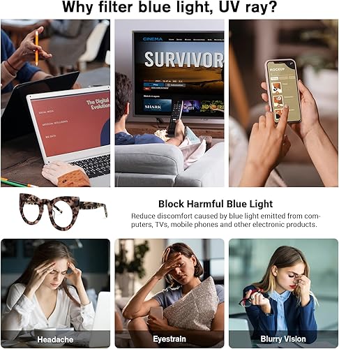 Miniatura 4 de VOOGLAM Gafas de bloqueo de luz azul ojo de gato para mujer, gafas de gran tamaño, Cadence VFP0290