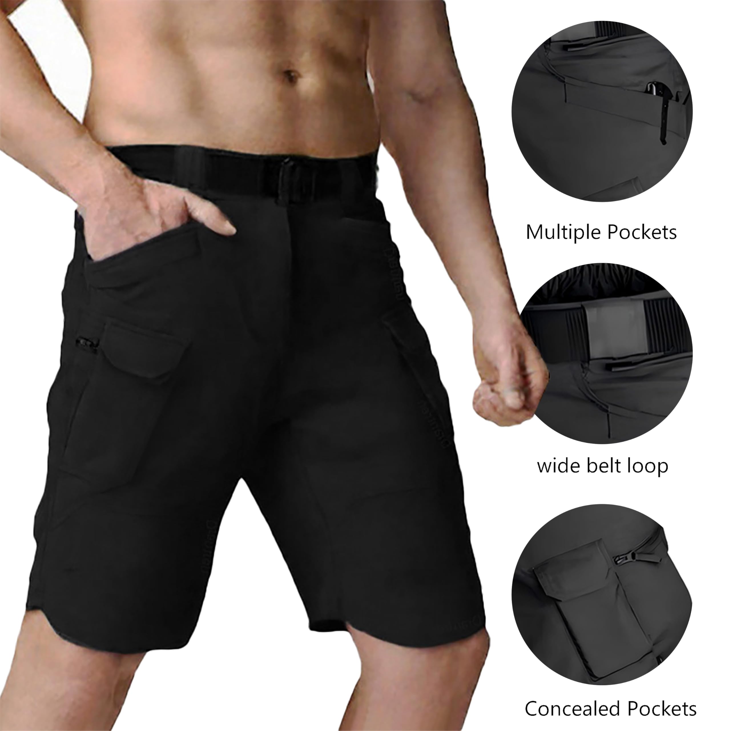 CLOAKA Pantaloncini da uomo, impermeabili, per attività all'aperto, da trekking, da uomo, adatti per pesca, tempo libero, da lavoro, pantaloni corti
