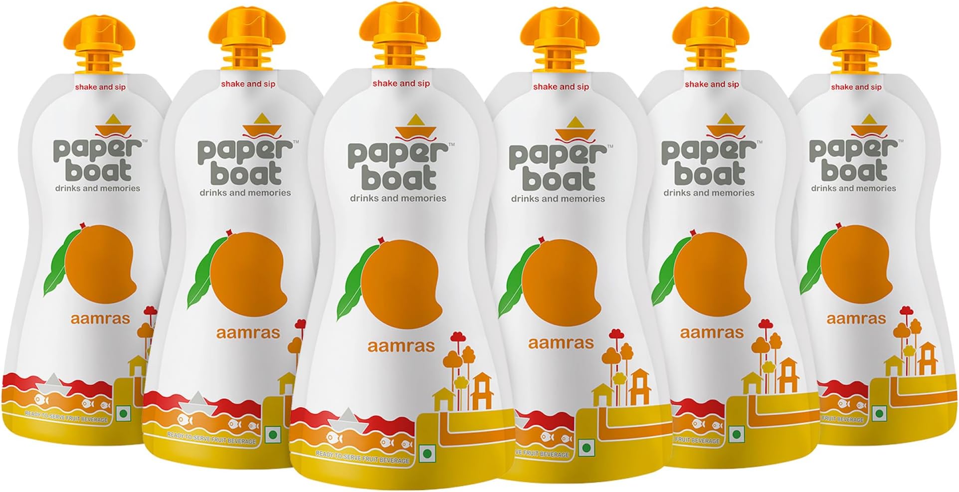 Aamras, Mango Fruit Juice, No Added Preservatives and Colours (Pack of 6, 200ml each)
