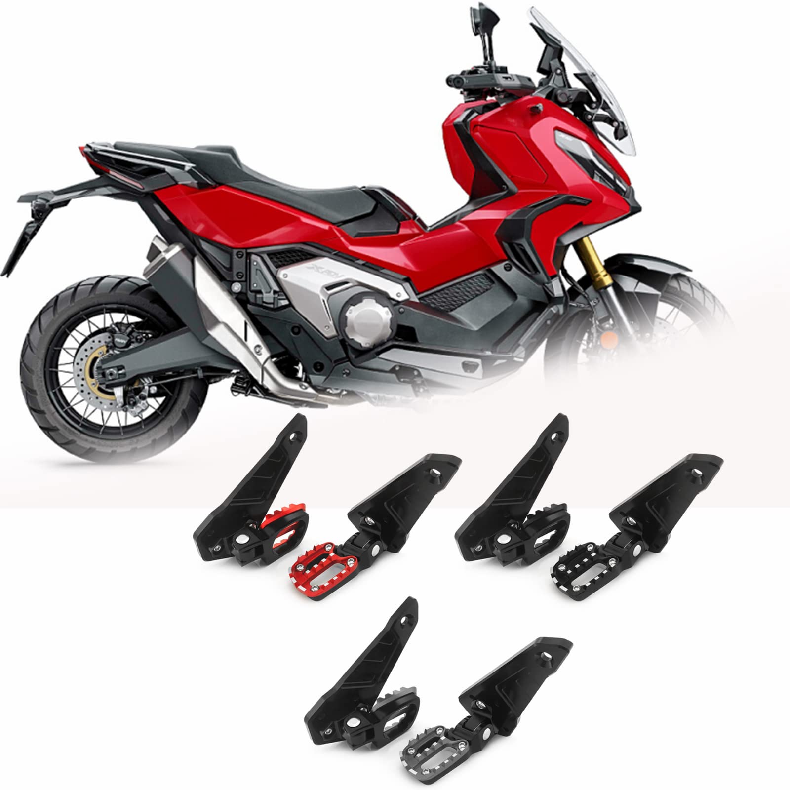 Amazon Com Heinmo For X Adv750 Xadv750 21 22 Motorcycle Accessories Aluminum Folding Rear Foot Pegs Footrest Passenger Pedals Black Red Automotive