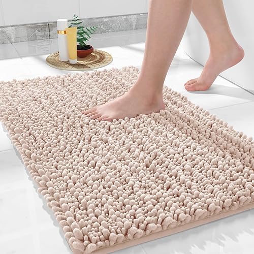 Miniatura 56 de Yimobra Alfombras de baño grandes antideslizantes lavables de 36 x 24 pulgadas, tapete de baño de chenilla ultra suave y absorbente, alfombra de