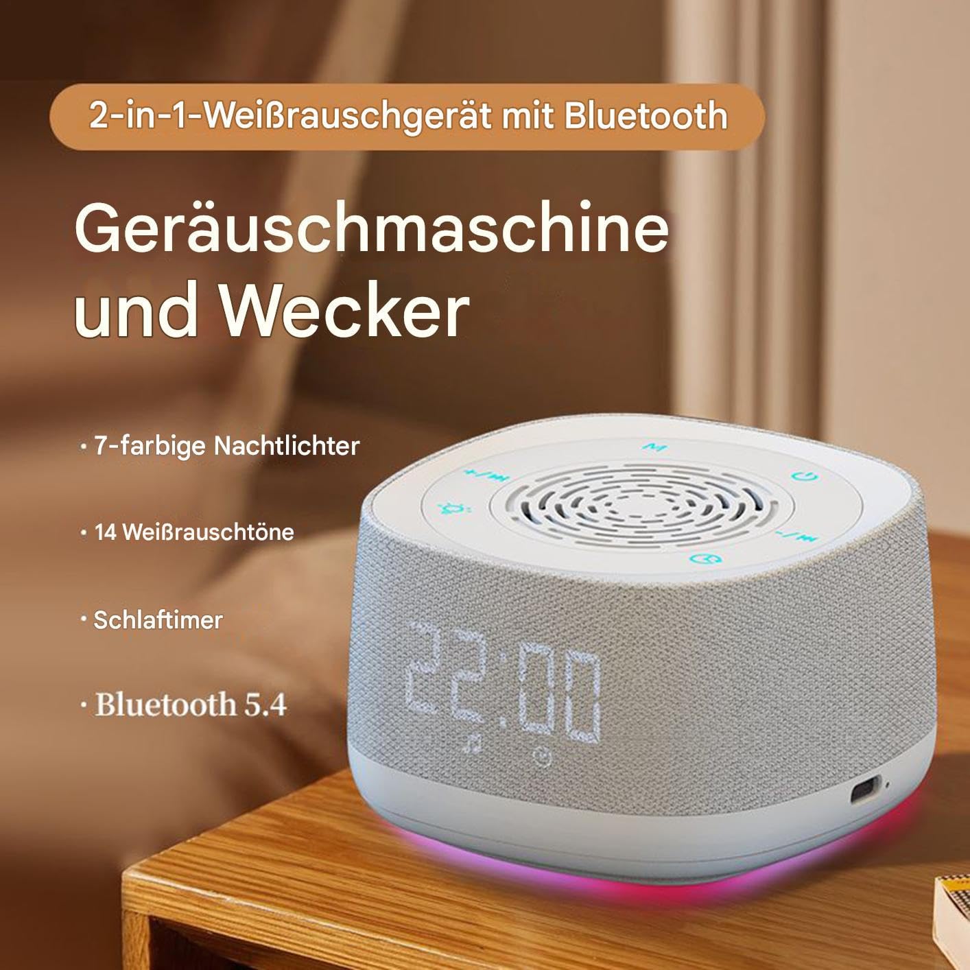 Máquina De Sonido Asistente Inalámbrico Para Dormir | Generador De Ruido Blanco Para Dormir Para Durmientes Ligeros, Padres Primerizos, Viajeros, Estudiantes, Profesionales,
