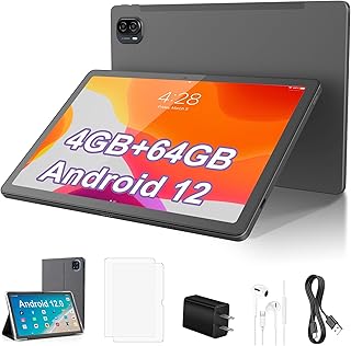 Android 12 Tablet 10.4 Inch Tablets, 4GB RAM 64GB ROM Expand 128GB, Long-Lasting 6000mAh Battery, WiFi Bluetooth 5.0 GPS 5MP + 13MP Camera 10.4'' IPS HD Touch Screen Tablets