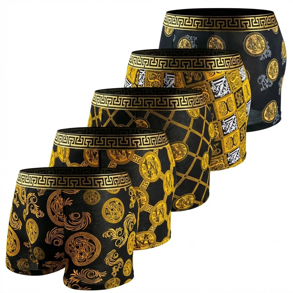 Mens Boxer Briefs 5-Pack Mid-Rise Breathable Underwear with 4-Way Stretch Moisture-Wicking S-3XL