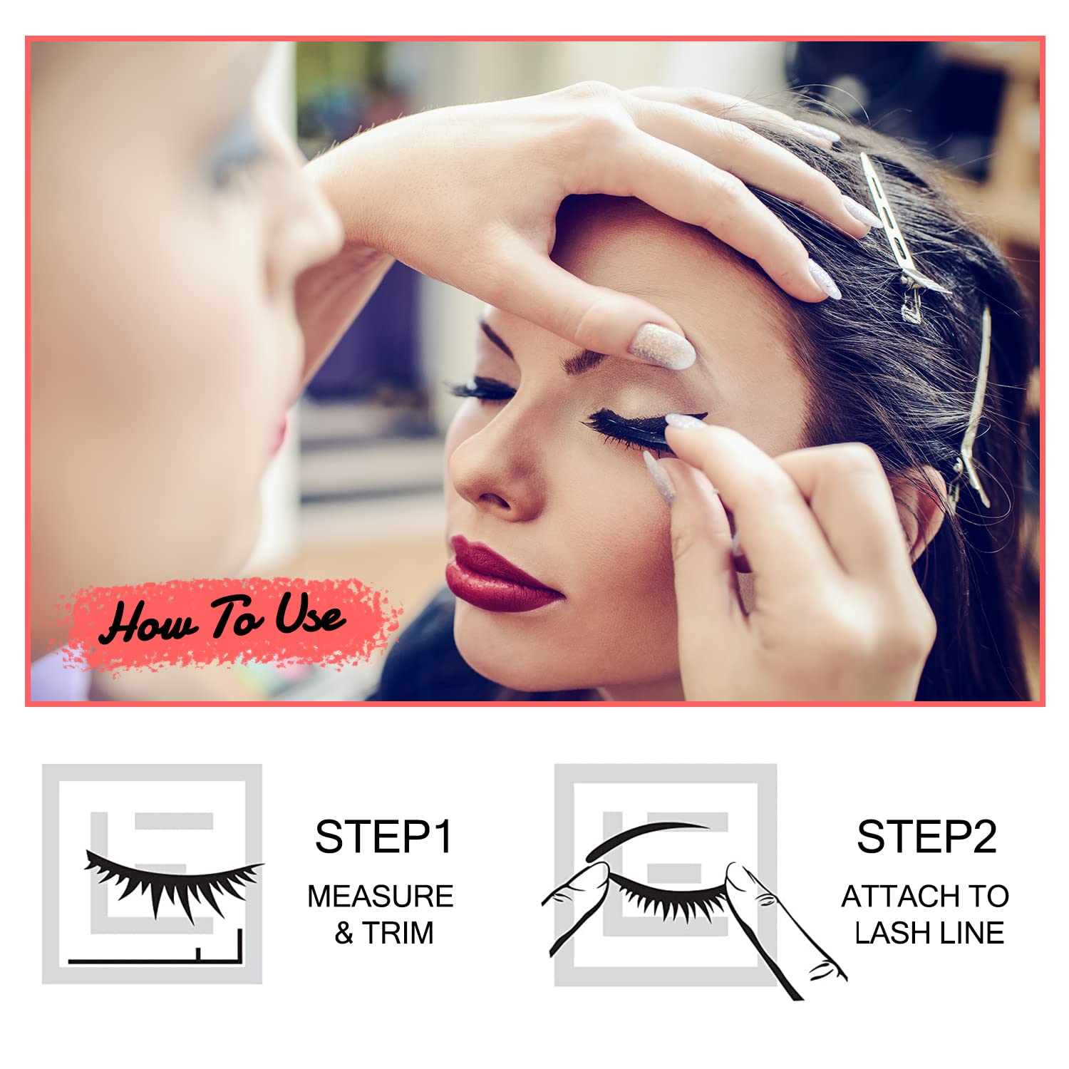 LSTHK 5 works 3D Fluffy False Eyelashes - Natural Look, Colourful, Hotfix Rhinestone Purple for Work Dating, Party, Cosplay - Image 3