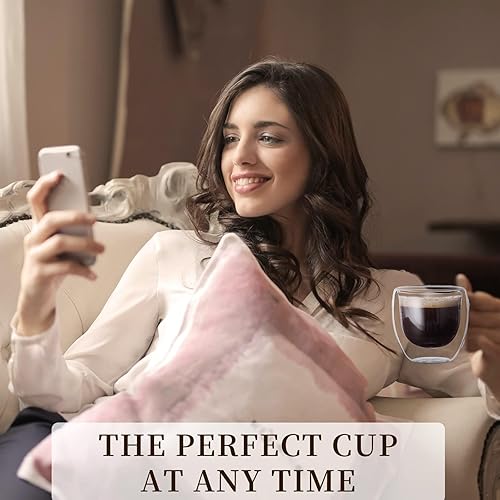 Miniatura 3 de PARACITY Juego de 2 tazas de café de vidrio con aislamiento de doble pared de 5.5 onzas, tazas de capuchino con asa, tazas de café de vidrio