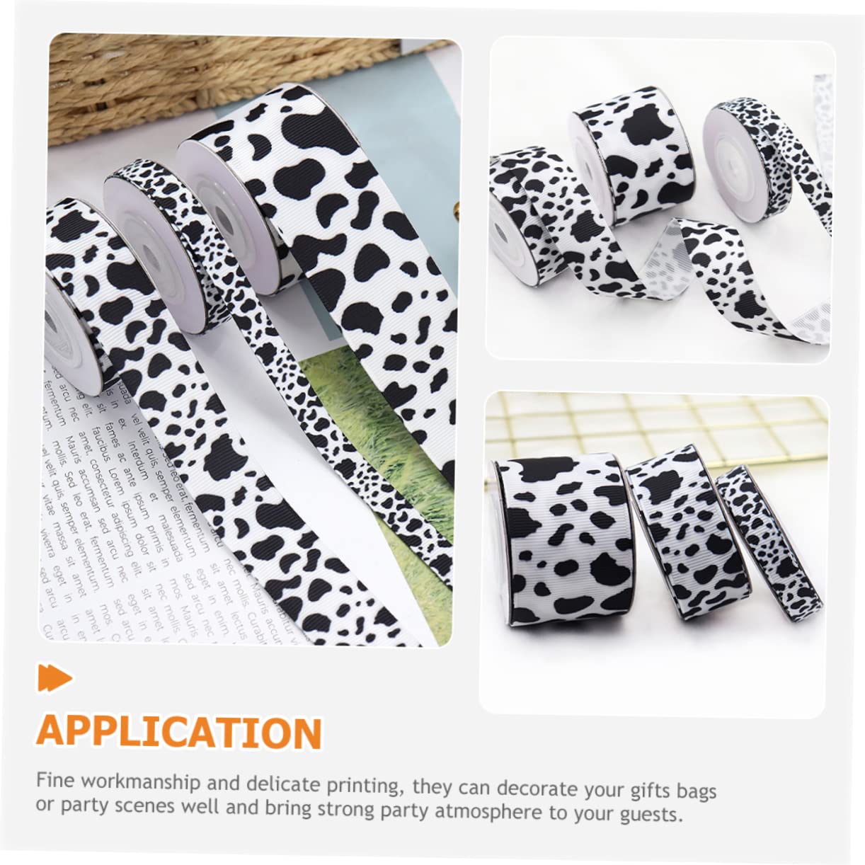 NUOBESTY 2 Sätze Kuhband Geschenkbänder Geschenkband Geschenkschleifen Für Band Für Blumenstrauß Hochzeitsband Ribbon Bandfeile Kuh Druckt Band Polyesterband 2 Rollen * 2