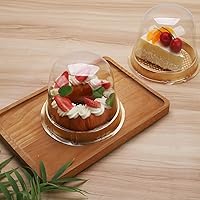 Vista 7 de Hewnda 50 juegos de cajas para tartas, tamaño interno, diámetro 4-3/8 pulgadas x altura 4-1/8 pulgadas, portador de cúpula de plástico transparente