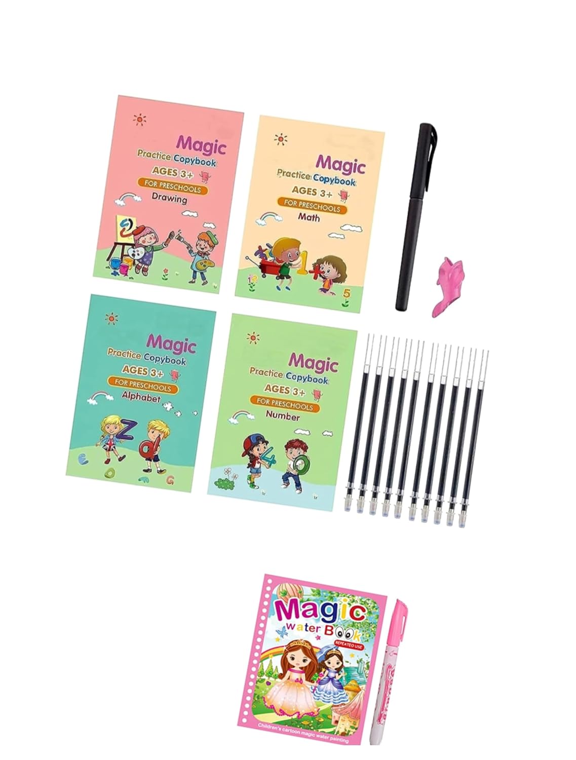 Magic Sank Practice Book for Kids, Alphabet,Drawing, resusable 1 Set(4 ...