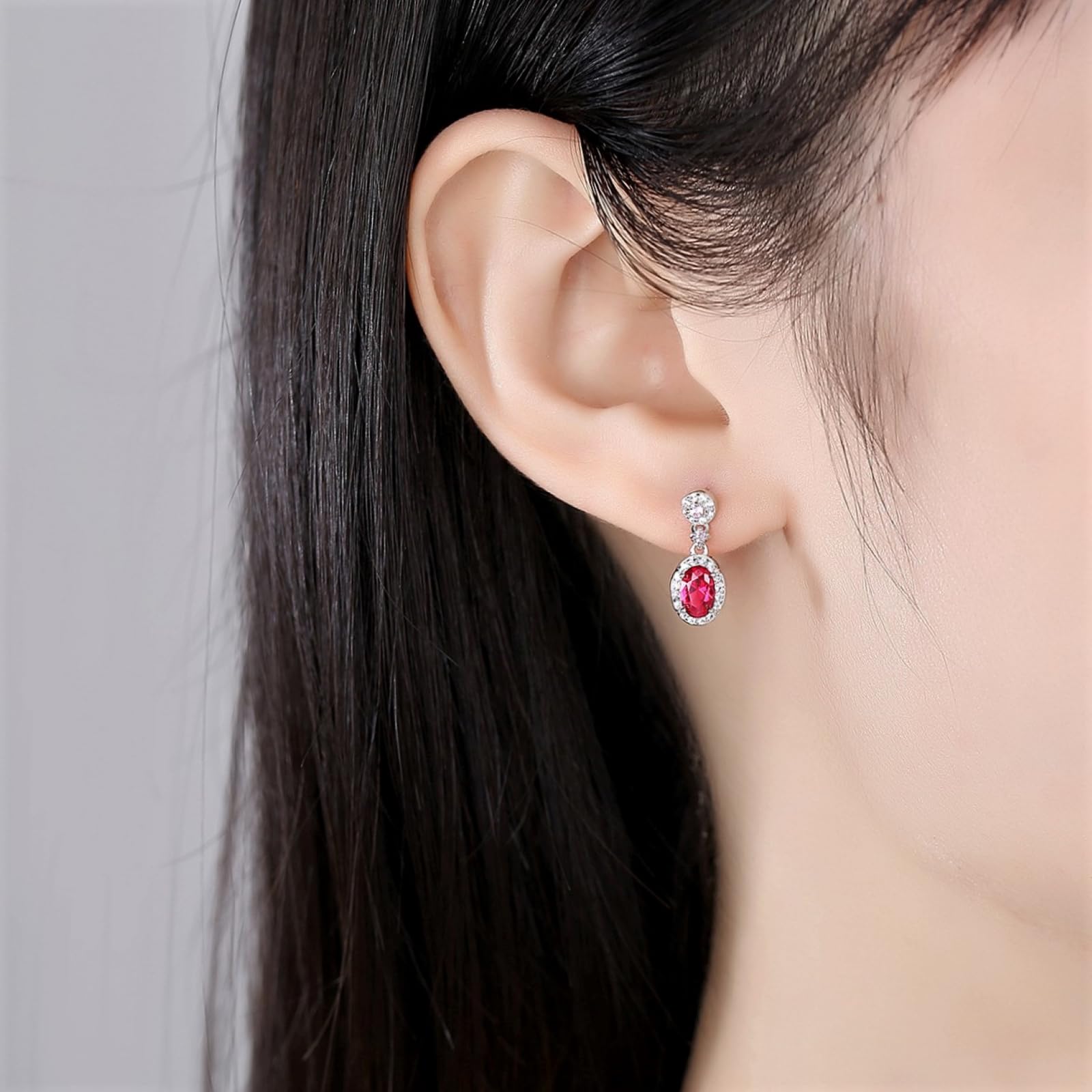 Orecchini pendenti da donna orecchini spinello rosso e zirconi cubici in argento sterling 925 gemma sintetica per donne ragazze