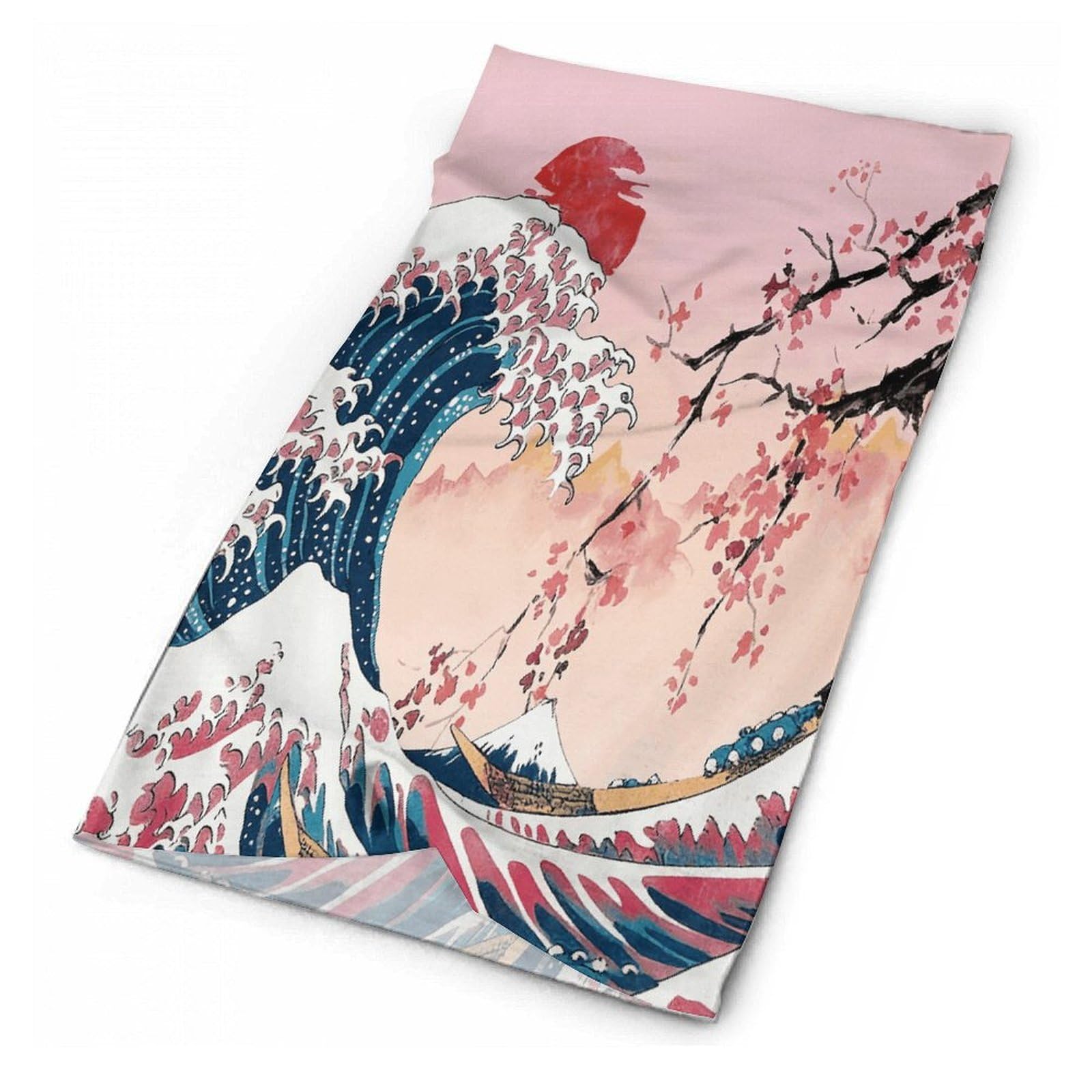 Pink Japanese Ocean Wave Neck Gaiter Cooling Face Mask for Adult