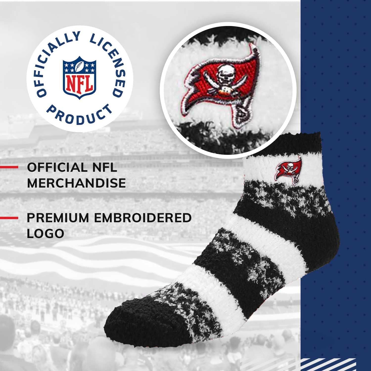 For Bare Feet NFL Cozy Soft Slipper Socks - Home Socks for Ultimate Comfort - Gameday Apparel - Luxuriously Plush and Cozy - Unisex (Tampa Bay Buccaneers - Black, One Size) - Image 3