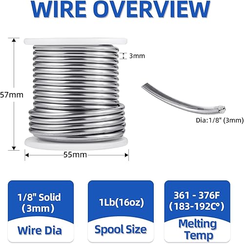 Miniatura 3 de Soldadura 6040 para vidrieras,Soldadura de grado industrial para artesanos del vidrio,Diámetro 3mm (0.125") 1LB(1)