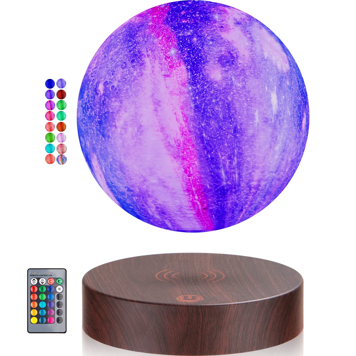 Levitating Galaxy Moon Lamp, 16 Colors Magnetic Levitation 3D Printing Moon LED Light with Remote Control, Floating and Sp...