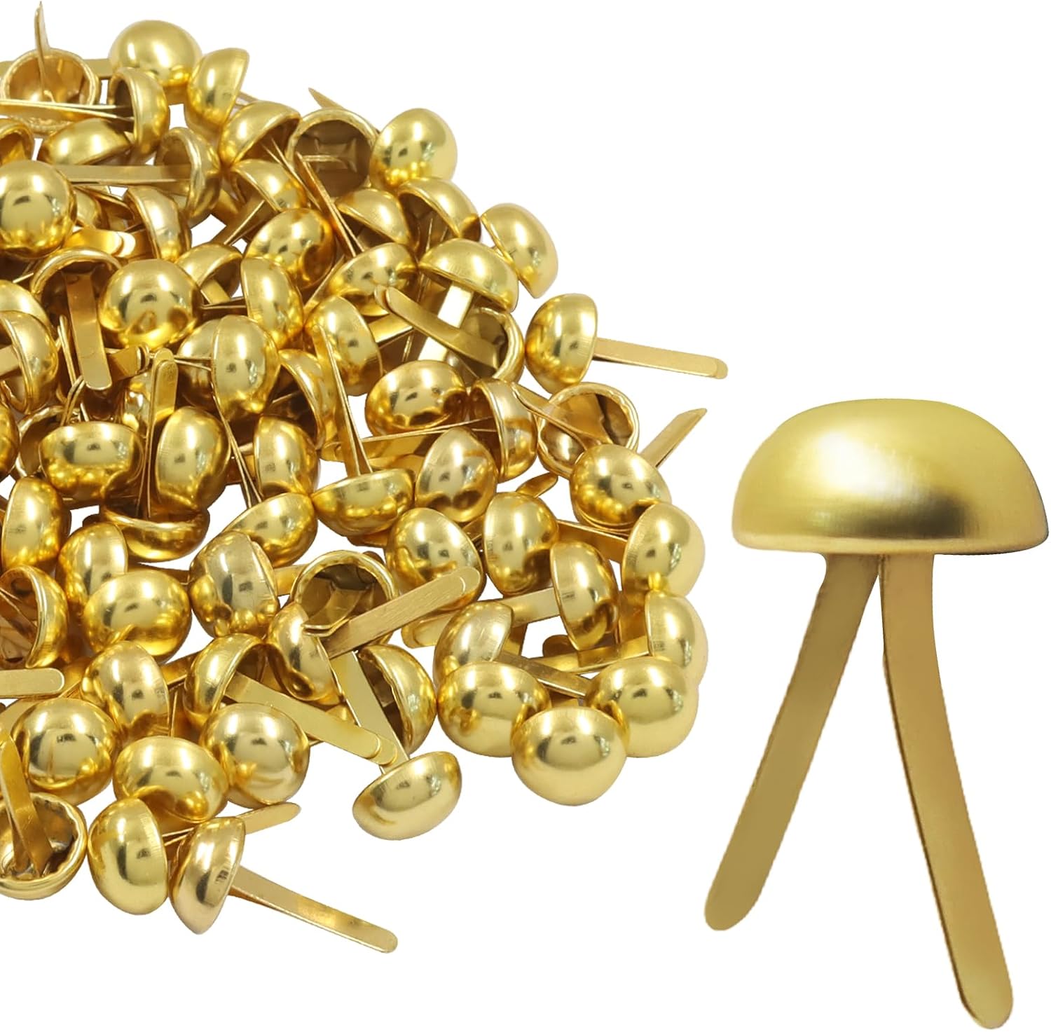 Bonsicoky Gold 8x12mm Round Paper Fasteners Brads, 100pcs