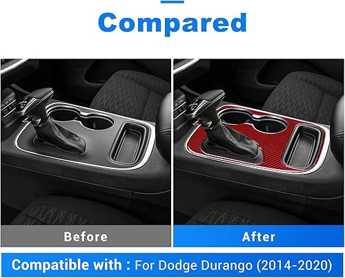 Miniatura 3 de AIRSPEED Cubierta de panel de palanca de cambios de fibra de carbono, calcomanía para consola central interior para Dodge Durango 2018 2019 2020