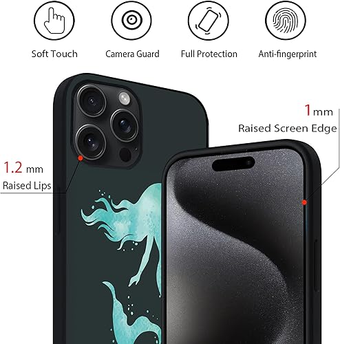 Miniatura 3 de Funda compatible con iPhone 15 Pro Max, funda de sirena para iPhone diseñada para mujeres y niñas, goma de silicona suave a prueba de golpes,