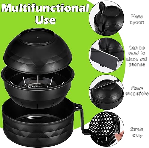 Miniatura 2 de Zubebe Juego de 2 tazones para ramen para microondas de 33 onzas con tapa con asa, cuenco para fideos con palillos, cuchara, tenedor, dormitorio