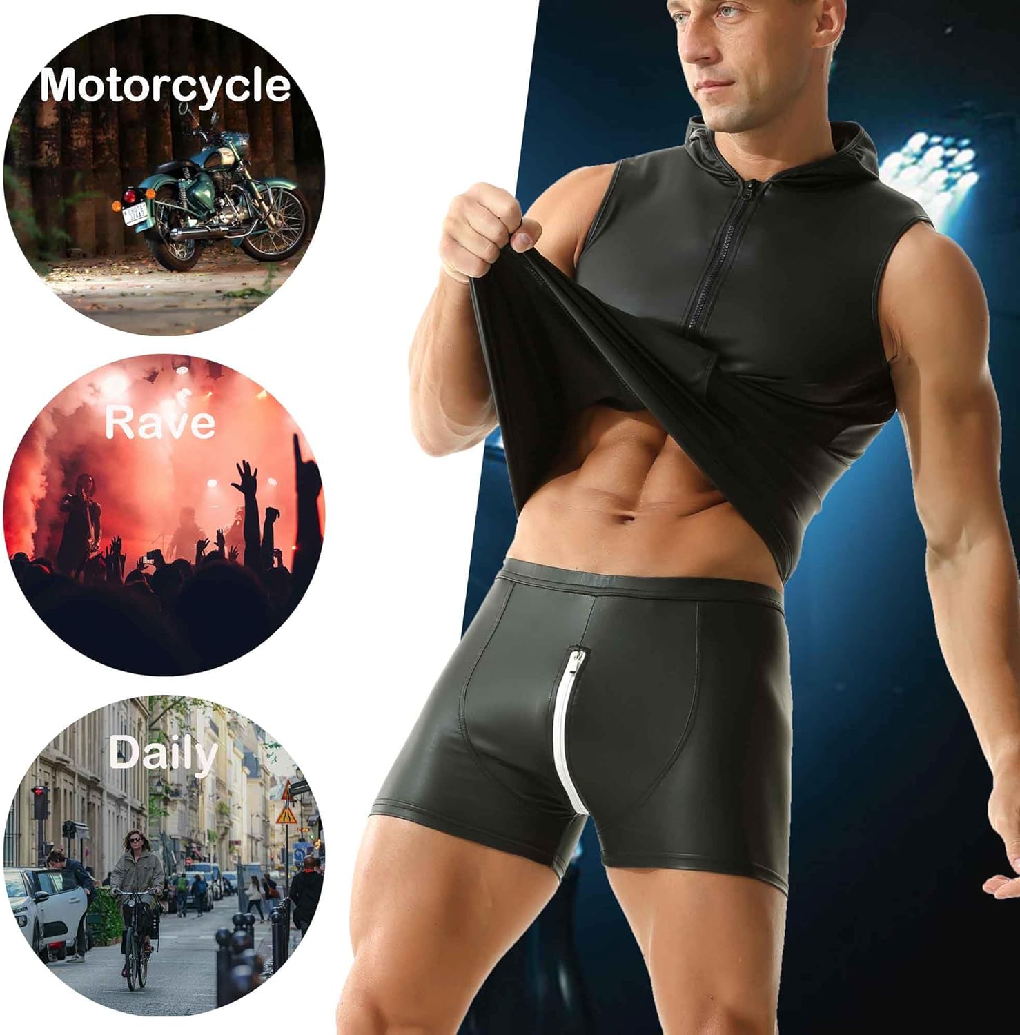 QiaTi Men's Shorts Slim Fit Hot Short Pants Tight Shorts for Holiday Casual Men - Image 5