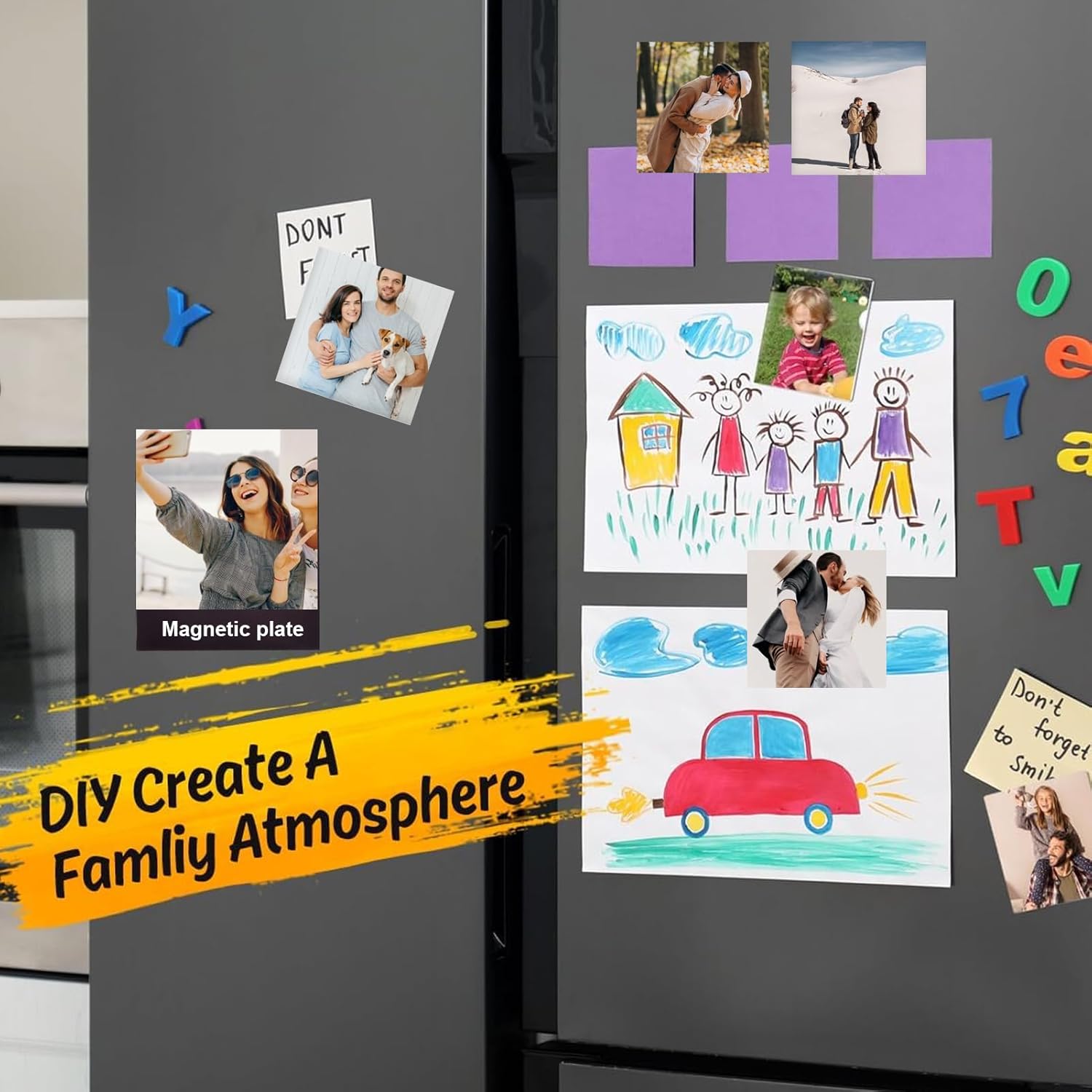 DIY Photo Fridge Magnet Maker Kit, 2x2 Inch Square Refrigerator Sticker Machine with 1 Press + 1 Round Paper Cutter + 100pcs Consumables for Home School Studio