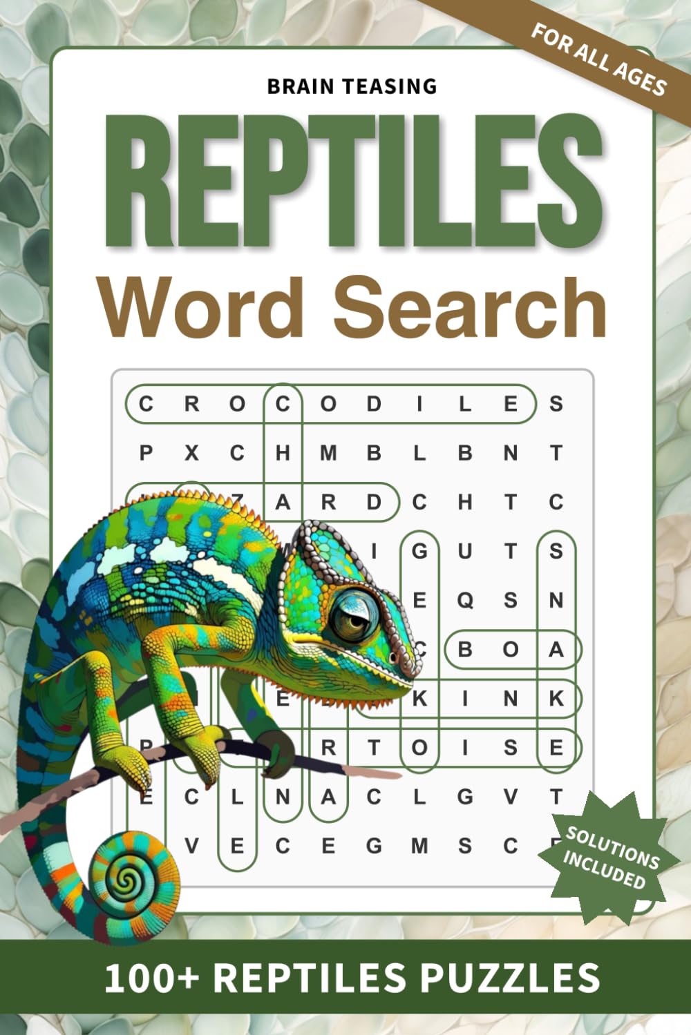 Brain-Teasing Reptiles Word Search: 100+ Scaly Reptile Puzzles | Brain-Boosting Easy to Hard Puzzles | 6 x 9 Inches | Wildlife Discovery and Mindful Fun